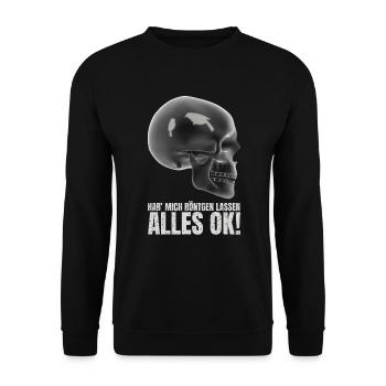 Chemise drôle disant rayons X du crâne d'oiseau - Sweat-shirt Unisexe - noir - Devant - Alina (178cm) & Michal (187cm)