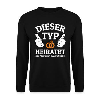 Junggesellenabschied T Shirt Ideen Outfit JGA - Unisex Pullover - Schwarz - Vorne - Alina (178cm) & Michal (187cm)