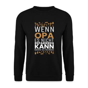 Opa Großvater Reparieren Handwerker Werkzeug - Unisex Pullover - Schwarz - Vorne - Alina (178cm) & Michal (187cm)