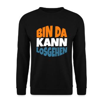 Lustig Spruch Party Bin Da kann losgehen - Unisex Pullover - Schwarz - Vorne - Alina (178cm) & Michal (187cm)