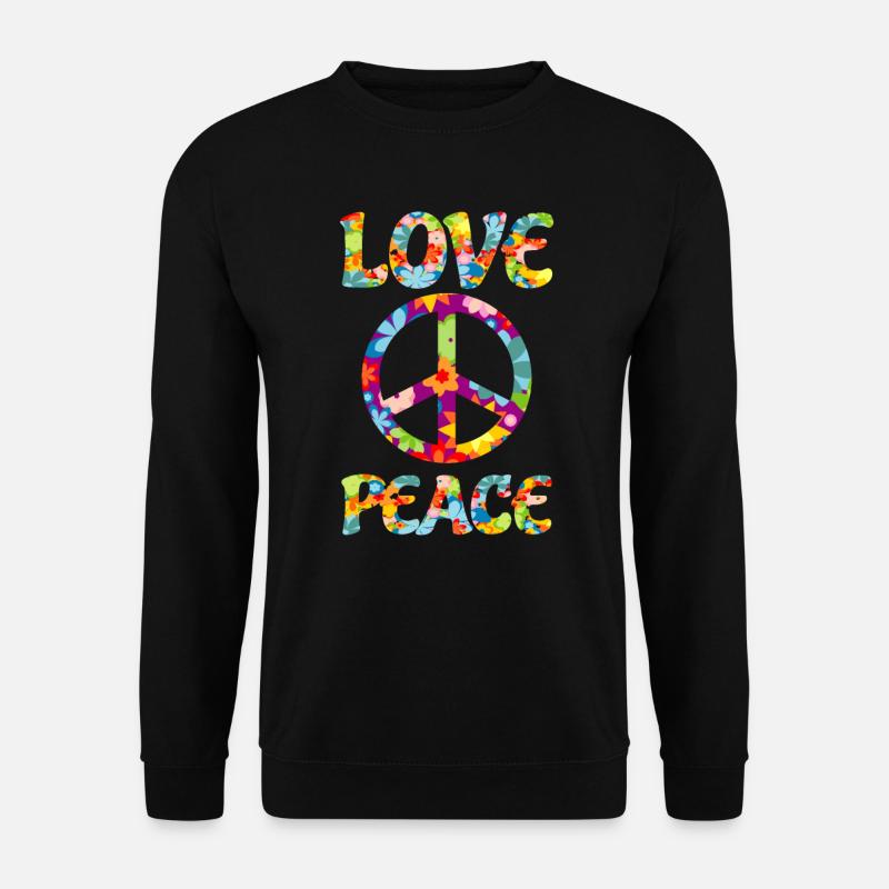 70er Liebe Frieden Love Peace Retro Vintage - Unisex Pullover - Schwarz