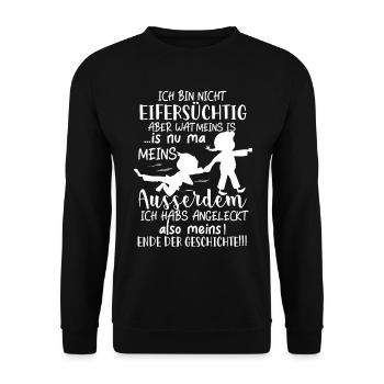 Ich bin nicht eifersüchtig - meins - Kinder - Unisex Pullover - Schwarz - Vorne - Alina (178cm) & Michal (187cm)