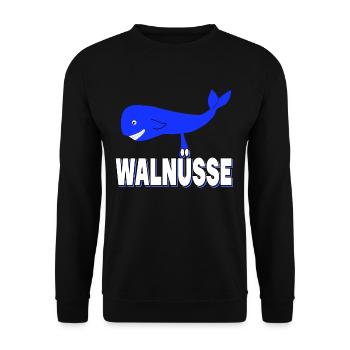 Walnüsse - Lustig Hoden Nüsse Wal Nuß Eier - Unisex Pullover - Schwarz - Vorne - Alina (178cm) & Michal (187cm)