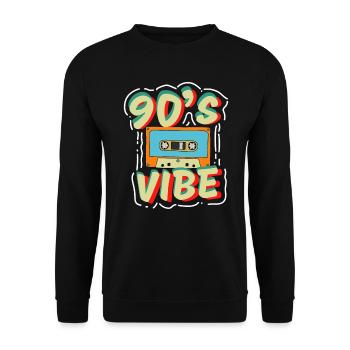 90er Jahre Party Outfit Kostüm Klamotten Kassette - Unisex Pullover - Schwarz - Vorne - Alina (178cm) & Michal (187cm)