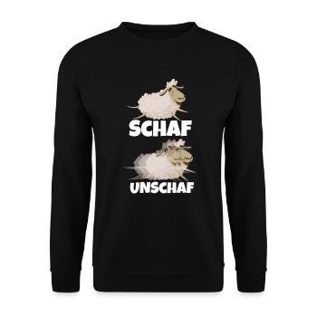 Schaf Unschaf Lustiges Design Shirt Unscharf - Unisex Pullover - Schwarz - Vorne - Alina (178cm) & Michal (187cm)