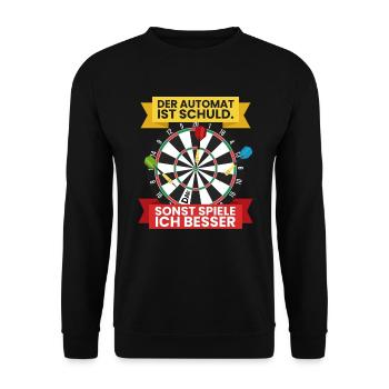 Darts Darten Darts Geschenk Dartpfeil Dartboard - Unisex Pullover - Schwarz - Vorne - Alina (178cm) & Michal (187cm)