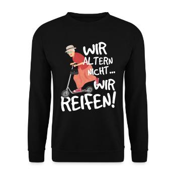 Rüstige Rentner - Unisex Pullover - Schwarz - Vorne - Alina (178cm) & Michal (187cm)