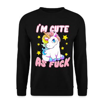 I'm Cute As Fuck Freches Einhorn Süße Einhörner - Unisex Pullover - Schwarz - Vorne - Alina (178cm) & Michal (187cm)