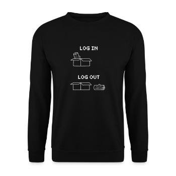 Computer Science Computer Humor Funny Log In Log Out - Unisex Sweatshirt - black - Front - Alina (178cm) & Michal (187cm)