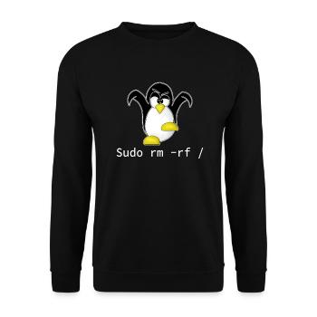Tux Linux Pingouin Sudo Rm Rf | Hacke geek geek - Sweat-shirt Unisexe - noir - Devant - Alina (178cm) & Michal (187cm)