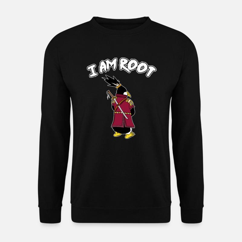 Linux Pinguin I Am Root Geeks Nerd Computer Ninja - Unisex Pullover - Schwarz