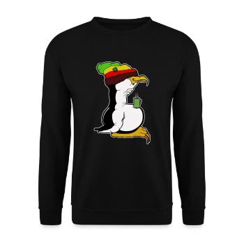 Tux Linux Pingouin Pingouin pause café maniaque Rasta - Sweat-shirt Unisexe - noir - Devant - Alina (178cm) & Michal (187cm)