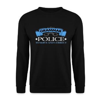 Police de grammaire pour servir et corriger - Sweat-shirt Unisexe - noir - Devant - Alina (178cm) & Michal (187cm)