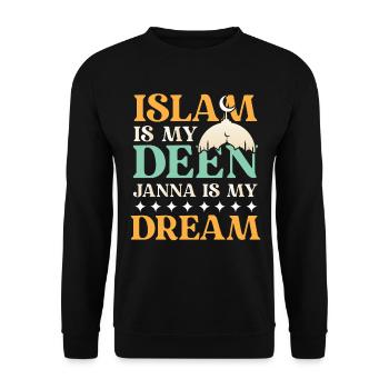 ISLAM IS MY DEEN JANNA IS MY DREAM - Unisex Pullover - Schwarz - Vorne - Alina (178cm) & Michal (187cm)