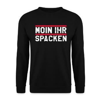 Moin Ihr Spacken - Unisex Pullover - Schwarz - Vorne - Alina (178cm) & Michal (187cm)