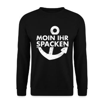Moin Ihr Spacken - Unisex Pullover - Schwarz - Vorne - Alina (178cm) & Michal (187cm)