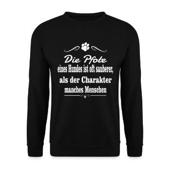 Pfote Hund Charakter Menschen Sauber Rein Seele - Unisex Pullover - Schwarz - Vorne - Alina (178cm) & Michal (187cm)