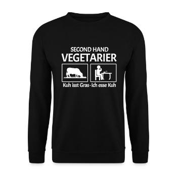 Second Hand Vegetarier Veganer - Unisex Pullover - Schwarz - Vorne - Alina (178cm) & Michal (187cm)