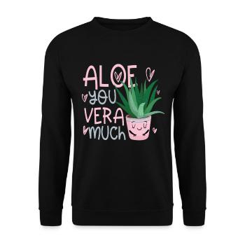 Aloe you vera much Valentinstag Verliebte - Unisex Pullover - Schwarz - Vorne - Alina (178cm) & Michal (187cm)