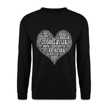 Yougoslavie HEART design 01w - Sweat-shirt Unisexe - noir - Devant - Alina (178cm) & Michal (187cm)