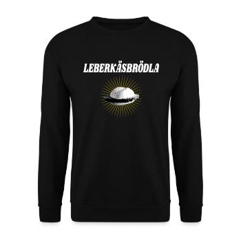 Leberkäse Brötchen Lustiges Franken Geschenk - Unisex Pullover - Schwarz - Vorne - Alina (178cm) & Michal (187cm)