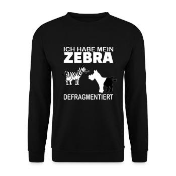 Zebra Defragmentiert Lustiges Geschenk Informatik - Unisex Pullover - Schwarz - Vorne - Alina (178cm) & Michal (187cm)