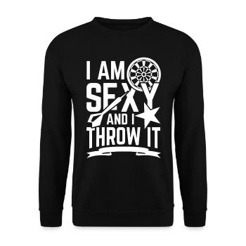 Sexy Darts Dart Dartspieler Dartpfeil Dartboard - Unisex Pullover - Schwarz - Vorne - Alina (178cm) & Michal (187cm)