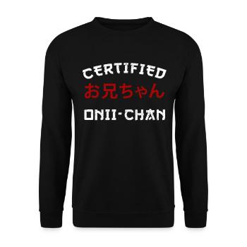 Oniichan Anime Meme Hentai Geschenk - Unisex Pullover - Schwarz - Vorne - Alina (178cm) & Michal (187cm)
