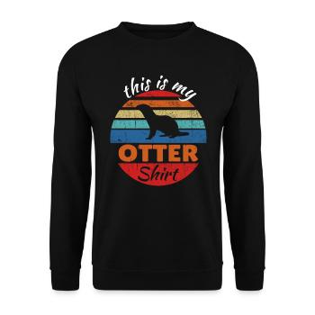 Süßes Otter Vintage Wiesel Marder Retro Design - Unisex Pullover - Schwarz - Vorne - Alina (178cm) & Michal (187cm)