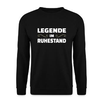 Rentner Shirt Legende Im Ruhestand Pension - Unisex Pullover - Schwarz - Vorne - Alina (178cm) & Michal (187cm)