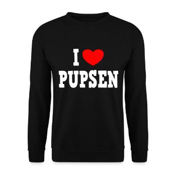 I LOVE PUPSEN - Pups Furz Blähungen - Unisex Pullover - Schwarz - Vorne - Alina (178cm) & Michal (187cm)