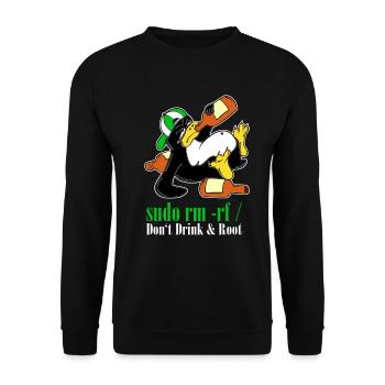 Linux Penguin Sudo Admin Funny Computer Science PC Nerd - Sweat-shirt Unisexe - noir - Devant - Alina (178cm) & Michal (187cm)