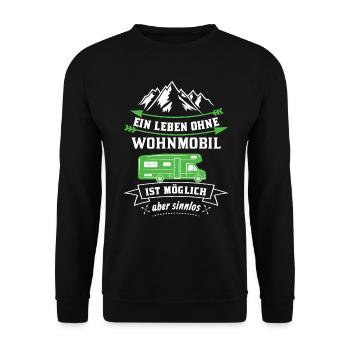 Camping Hobby Wohnmobil Geschenk - Unisex Pullover - Schwarz - Vorne - Alina (178cm) & Michal (187cm)