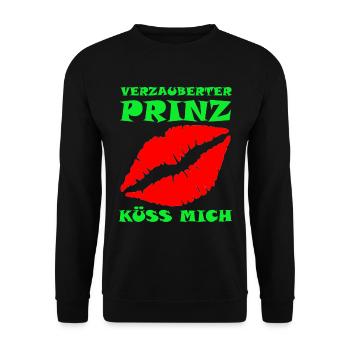 Küss mich, ich bin ein Prinz. - Unisex Pullover - Schwarz - Vorne - Alina (178cm) & Michal (187cm)