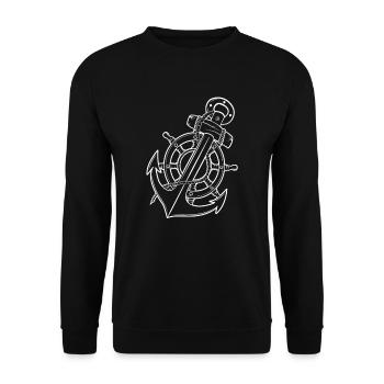Anchor Rudder Sailing Sailor Sailor Skipper - Unisex Sweatshirt - black - Front - Alina (178cm) & Michal (187cm)