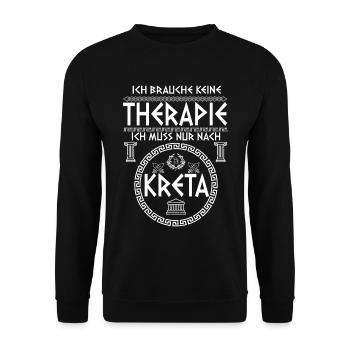 Ich Brauche Keine Therpaie Ich Muss Nur Nach Kreta - Unisex Pullover - Schwarz - Vorne - Alina (178cm) & Michal (187cm)