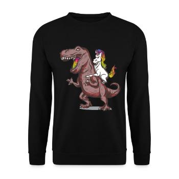 Rex Einhorn Dino - Unisex Pullover - Schwarz - Vorne - Alina (178cm) & Michal (187cm)