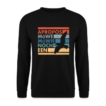 Norddeutsch - Apropos Möwe Möwie Noch Een - Unisex Pullover - Schwarz - Vorne - Alina (178cm) & Michal (187cm)