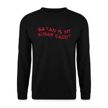 Satan Is My Sugar Daddy Geschenke - Unisex Pullover - Schwarz - Vorne - Alina (178cm) & Michal (187cm)