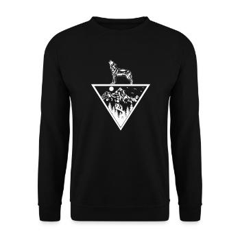 Wildnis Heulender Wolf Natur Geschenk - Unisex Pullover - Schwarz - Vorne - Alina (178cm) & Michal (187cm)