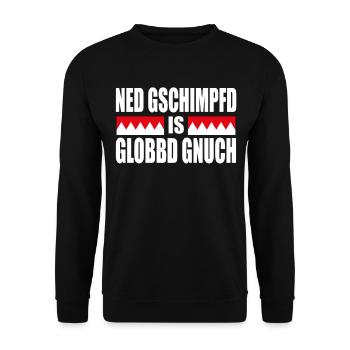 Franken Fränkisch Dialekt Spruch Geschenk - Unisex Pullover - Schwarz - Vorne - Alina (178cm) & Michal (187cm)