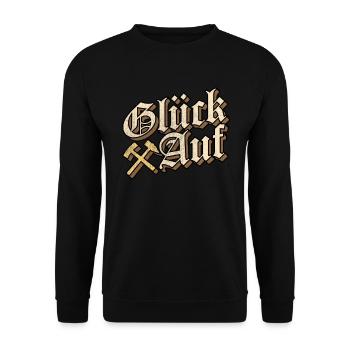 Glück Auf! Schlägel und Eisen Bergmann Geschenke - Unisex Pullover - Schwarz - Vorne - Alina (178cm) & Michal (187cm)
