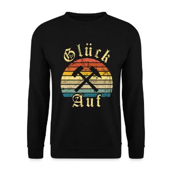 Glück Auf! Schlägel und Eisen Ruhrpott Geschenke - Unisex Pullover - Schwarz - Vorne - Alina (178cm) & Michal (187cm)
