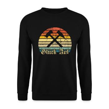 Glück Auf! Schlägel und Eisen Ruhrpott Geschenke - Unisex Pullover - Schwarz - Vorne - Alina (178cm) & Michal (187cm)