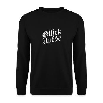 Glück Auf! Schlägel und Eisen Ruhrpott Geschenke - Unisex Pullover - Schwarz - Vorne - Alina (178cm) & Michal (187cm)