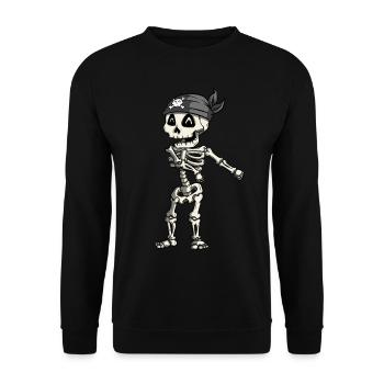 Enkel Halloween Kostume Skelet Pirate Raft Dance - Unisex sweater - sort - Foran - Alina (178cm) & Michal (187cm)