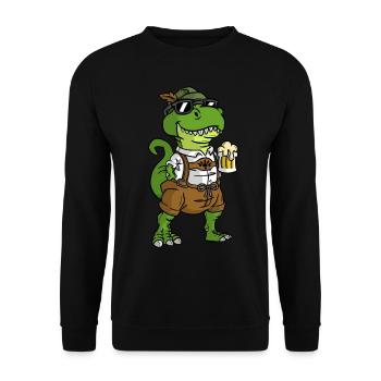 Dinosaurier trinken Bier T-Rex - Unisex Pullover - Schwarz - Vorne - Alina (178cm) & Michal (187cm)