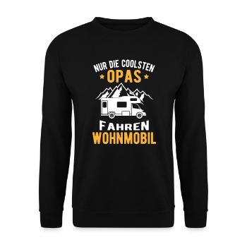 Rentner Cooler Opa Wohnmobil Camping Geschenk - Unisex Pullover - Schwarz - Vorne - Alina (178cm) & Michal (187cm)