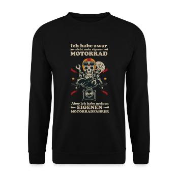 Mottorrad Motorradfahrer Biker Sprüche - Unisex Pullover - Schwarz - Vorne - Alina (178cm) & Michal (187cm)