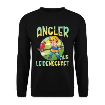 Angler Aus Leidenschaft Angeln Angelhaken Rute - Unisex Pullover - Schwarz - Vorne - Alina (178cm) & Michal (187cm)